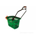 45l Hdpp Rolling Handle Plastic Shopping Baskets For Supermarket